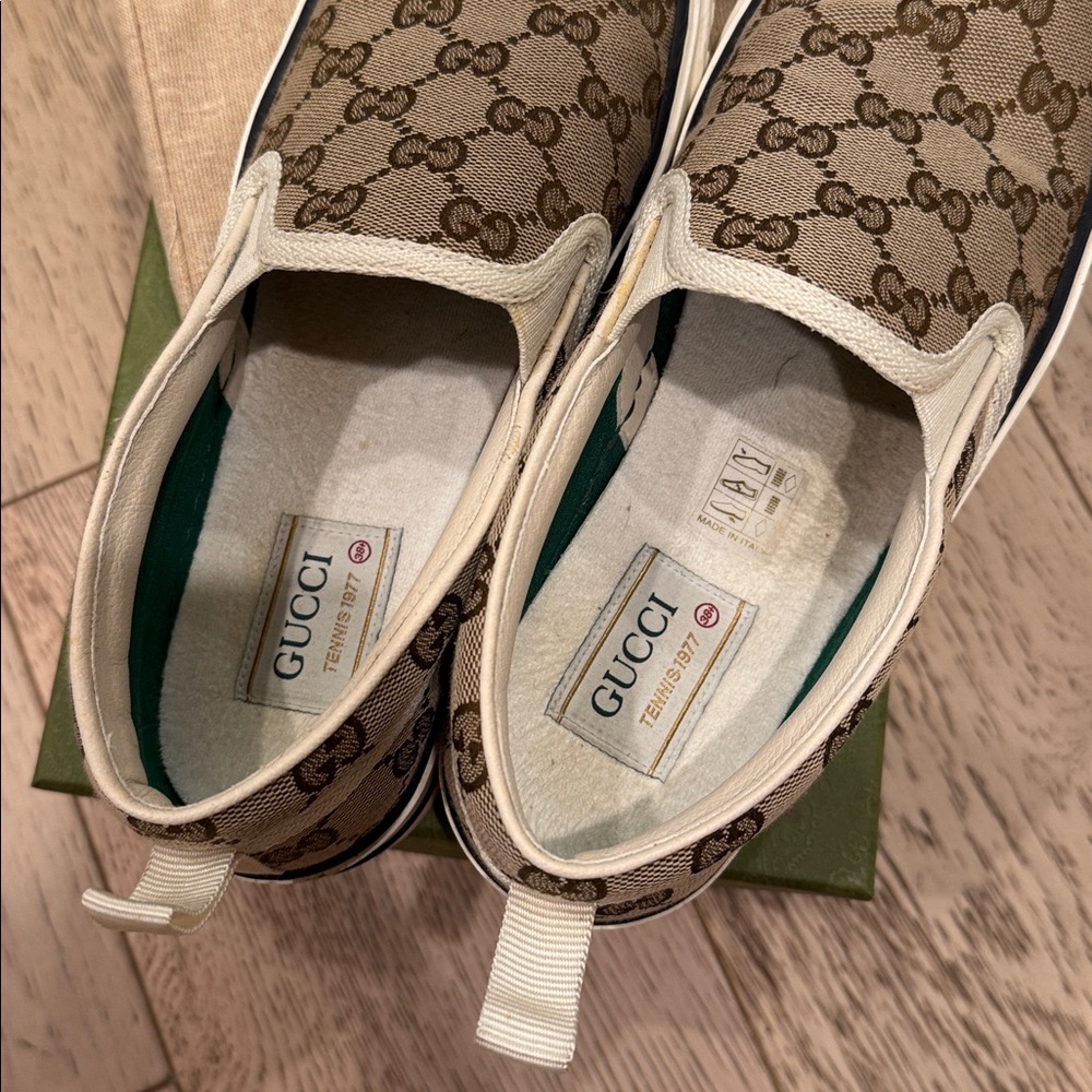 Gucci Monogram Brown Slip-On Sneakers - Picture 5 of 7